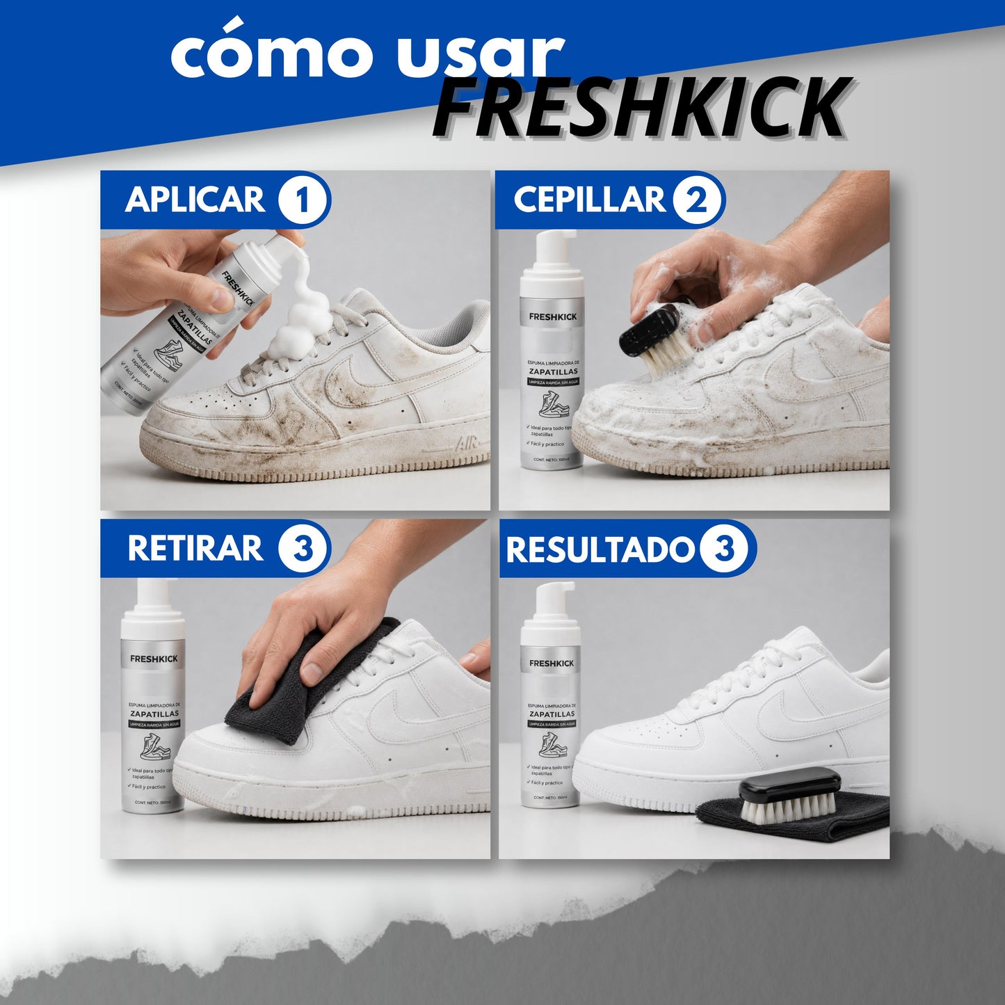 FreshKick – Espuma Limpiadora de Zapatillas | Limpieza Rápida Sin Agua