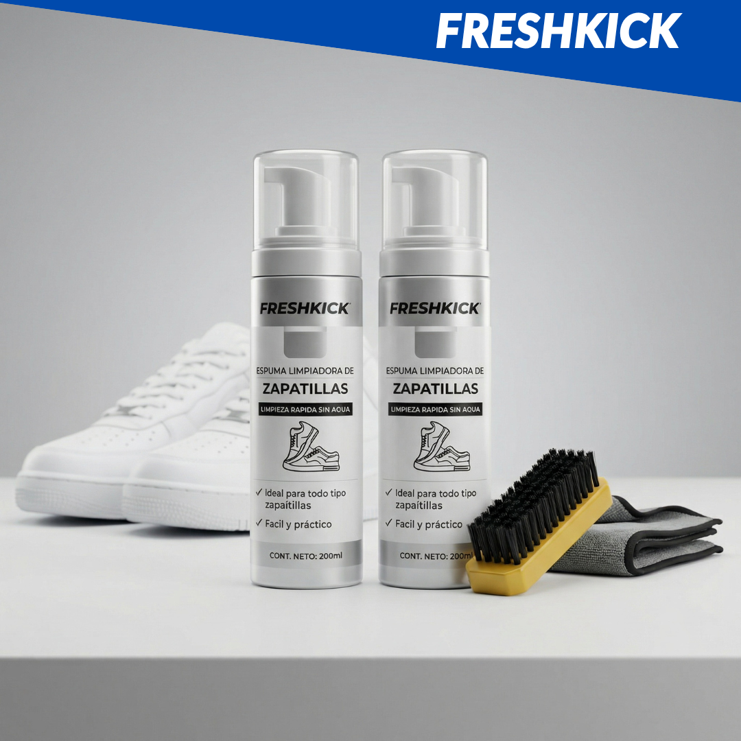 FreshKick – 2 Espumas Limpiadoras de Zapatillas | Limpieza Rápida Sin Agua | Pack Más Vendido