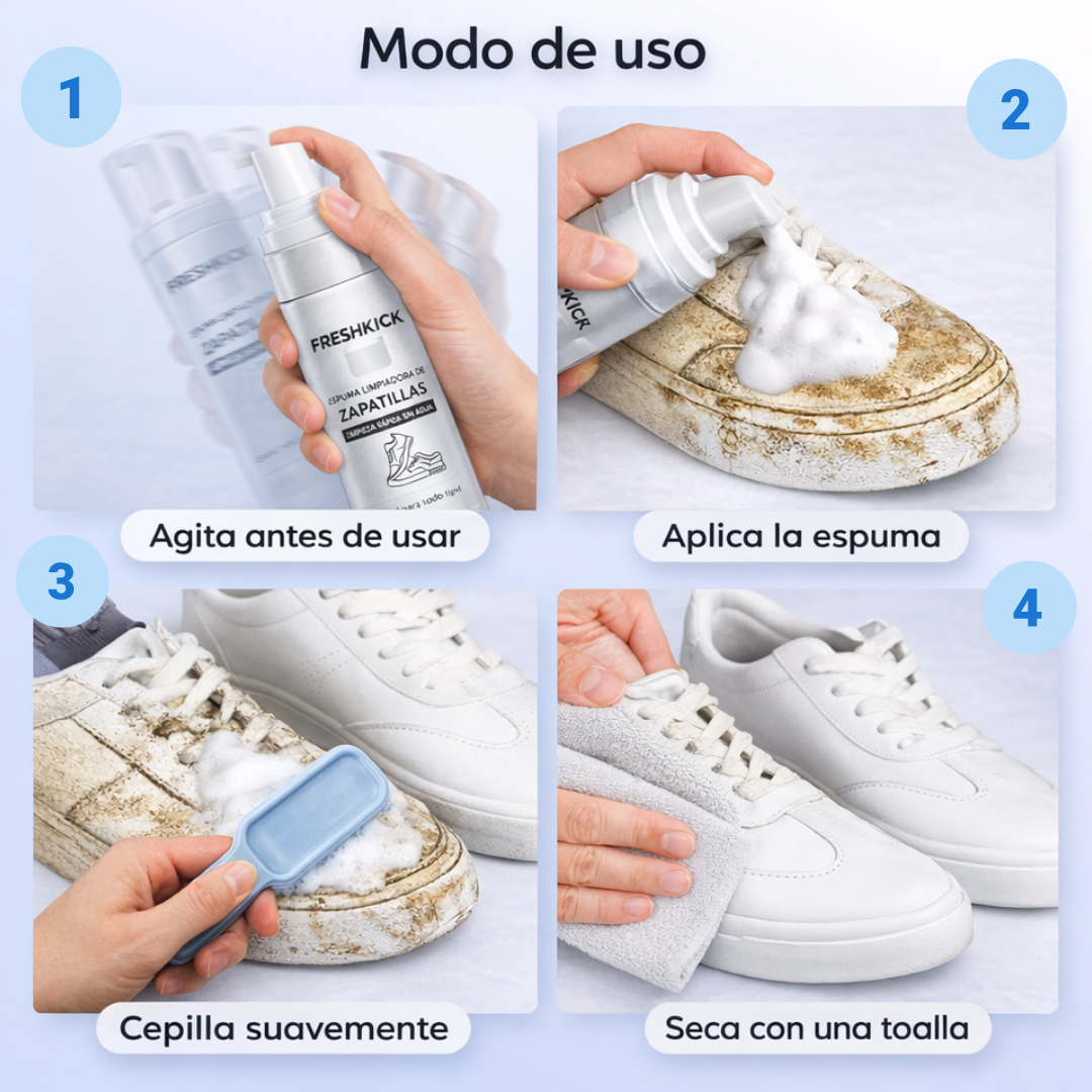 FreshKick – Espuma Limpiadora de Zapatillas | Limpieza Rápida Sin Agua
